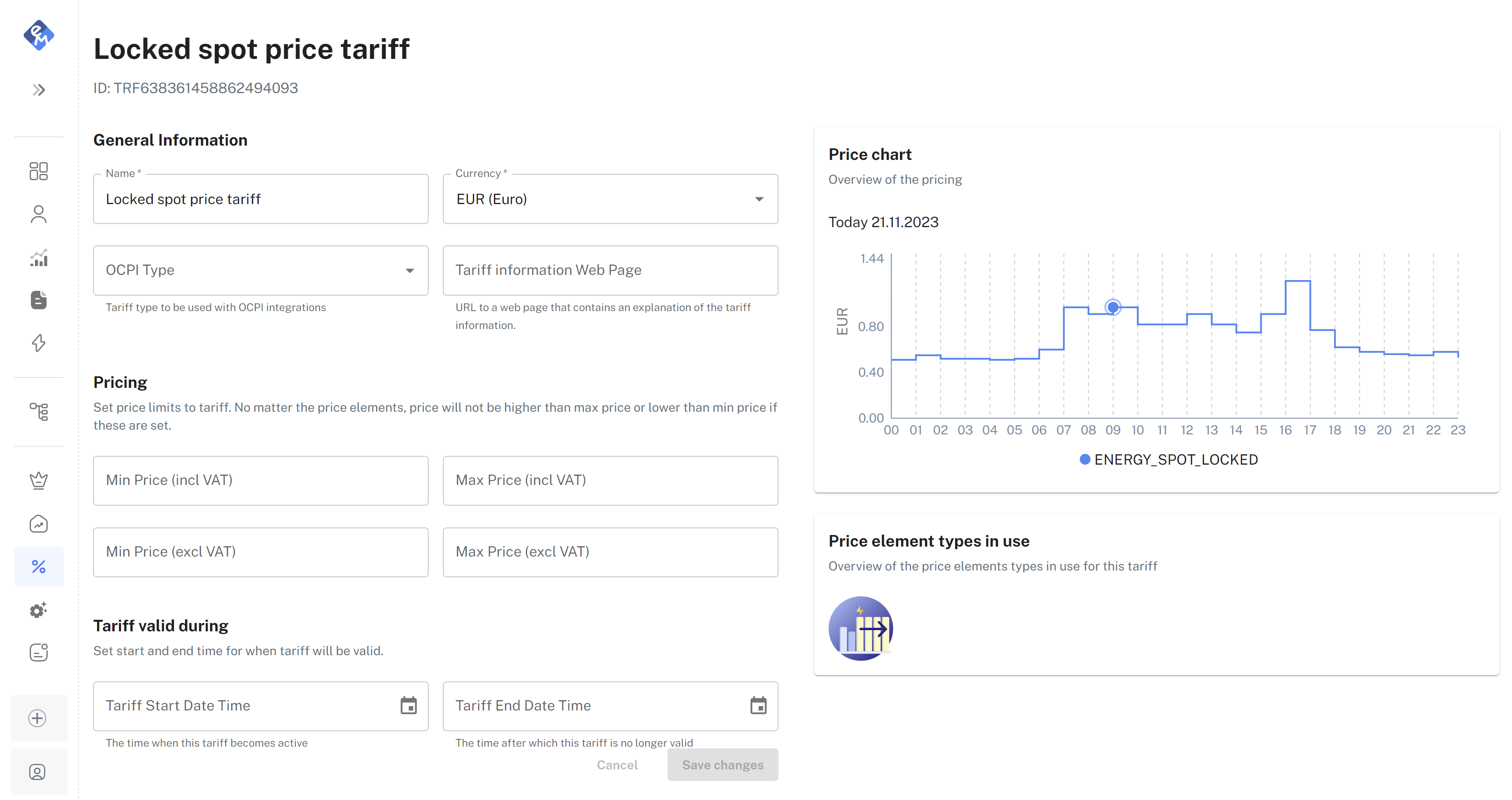 Viewing an ENERGY_SPOT_LOCKED tariff